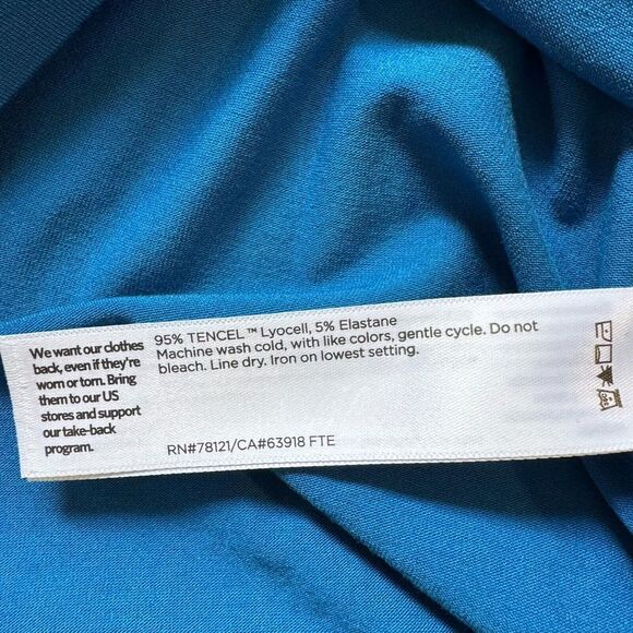 NWOT Eileen Fisher Mock Neck Tie Waist Sleeveless Knee Length Dress Marine Blue - Picture 8 of 12